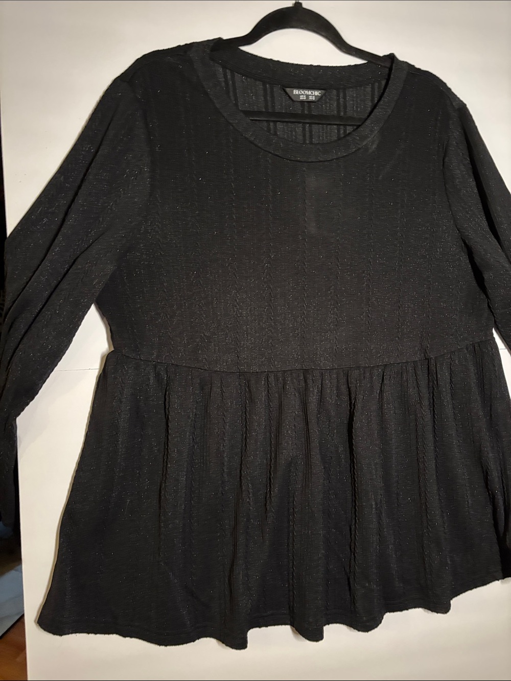BloomChic Black Long-Sleeve Peplum Top